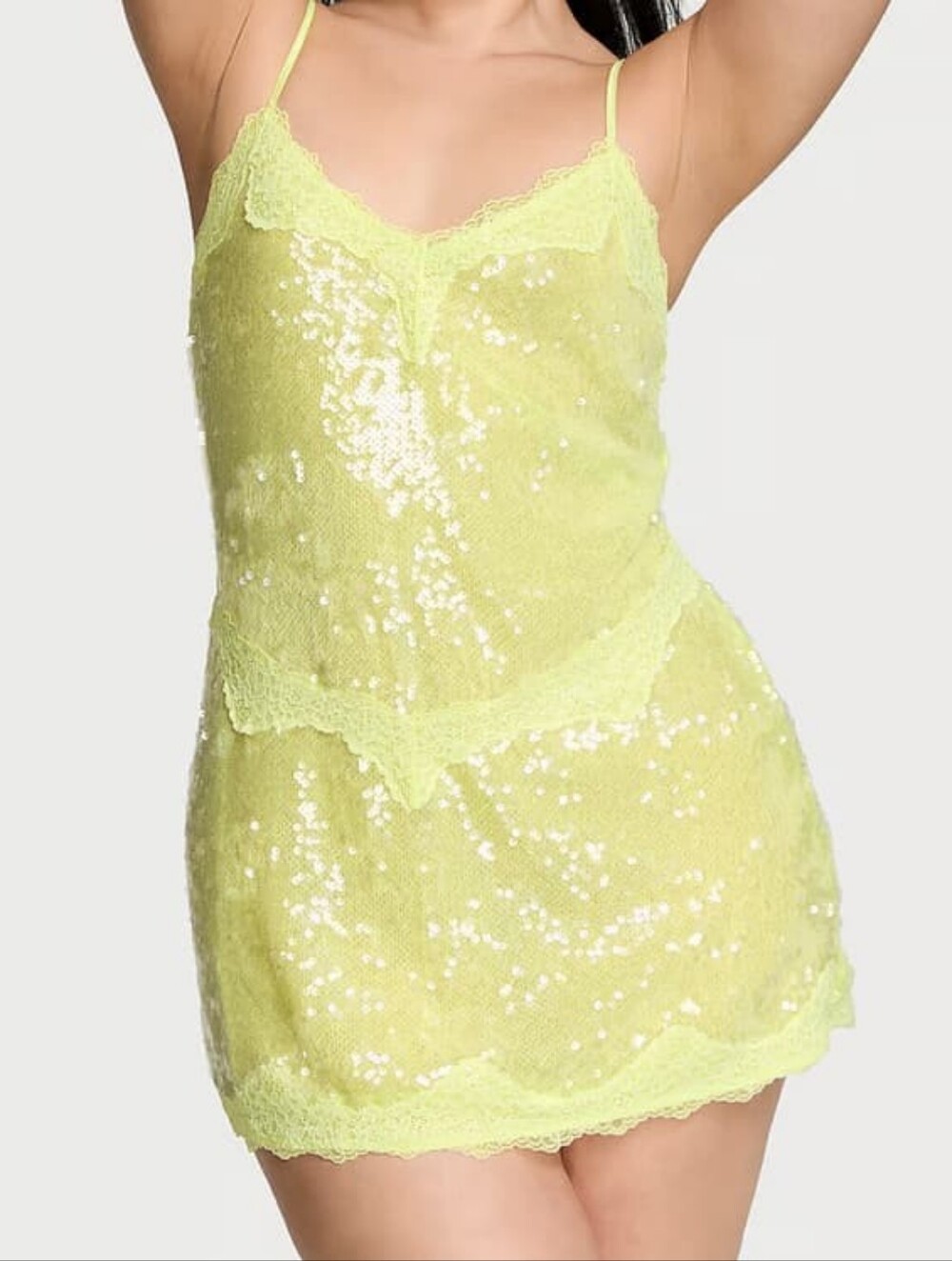 Victoria Secret Yellow Sequin Mini Dress Sz Xl